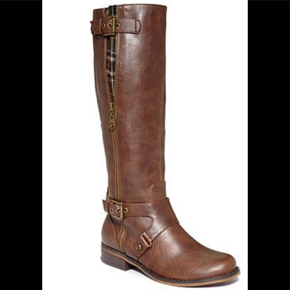 - - G by GUESS Women's Hertlez Tall Shaft Wide Calf Riding Boot